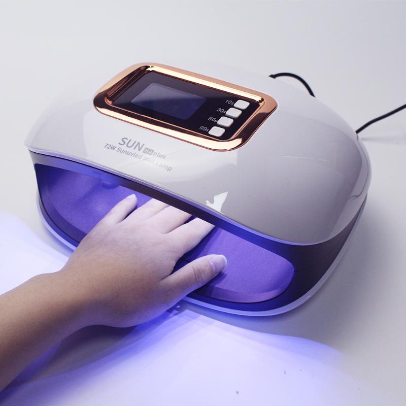 

72W UV Lamp LED Nail Lamp With 36 LEDs Two Hand Nail Dryer Manicure Curing Gel Polish Auto Sensor Clear Time Display, As pic