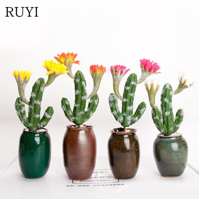 

Cactus flower simulation succulent bonsai plant office home decoration Flower arrangement creative Potted fake plant Accessories, White