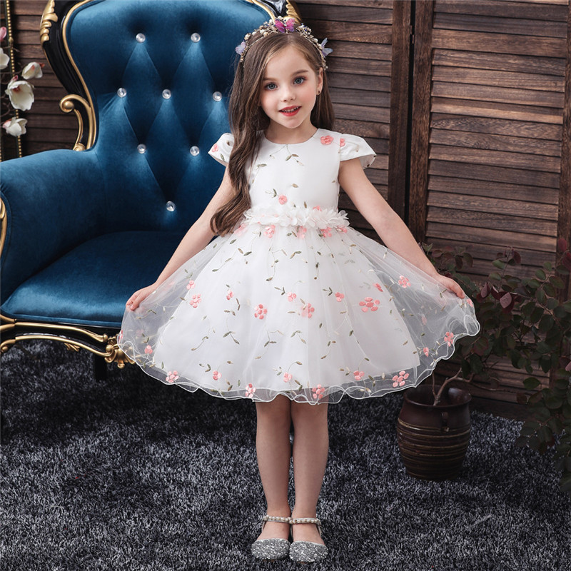 Cute Girls One-piece Dots Deer Pleated Cotton Skirts Long Sleeve Lace Dress B68