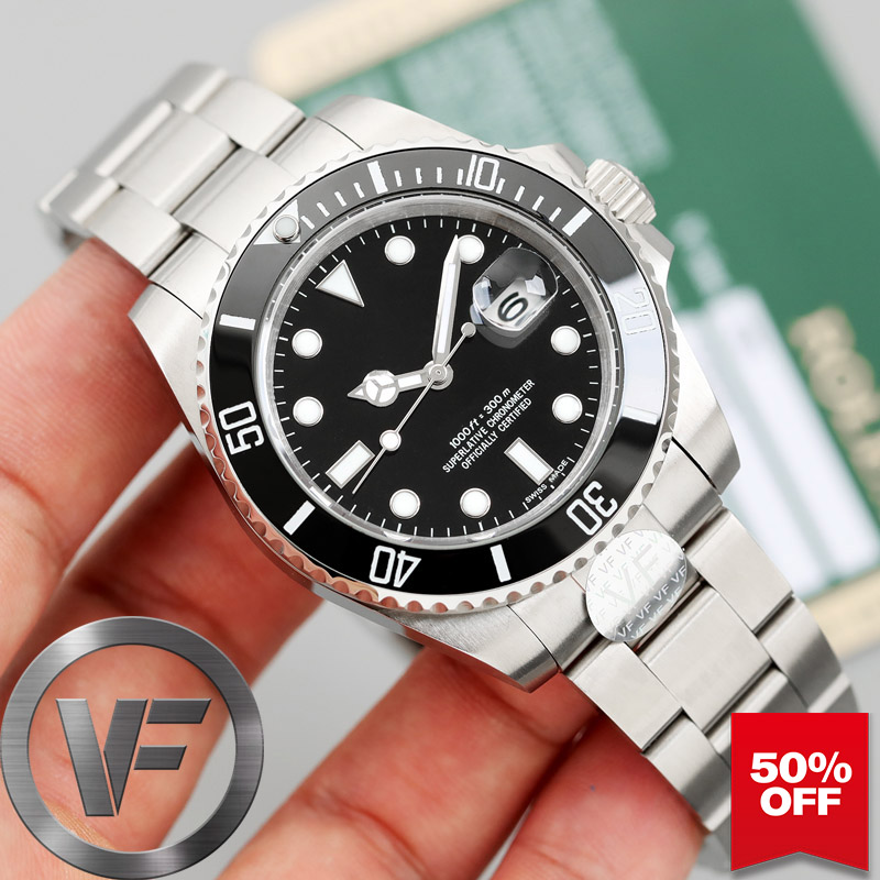 

VF Mens Orolgio di lusso Ceramic Bezel 904L Automatic Movement Mechanical Men Watch Balck LN Dial Date relojes Watches Wrsitwatches, Box 2