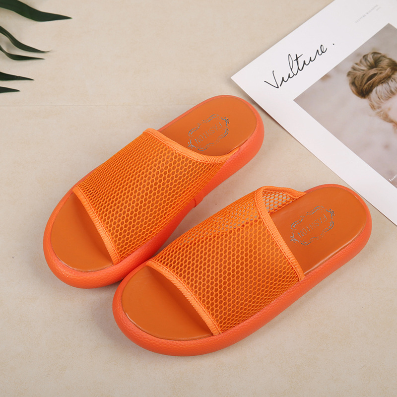 

2020 Summer Women Slippers Platform Shoes Womens Thick Bottomed Outer Wear New Style Mesh Hollow Out Beach Women Flip Flops, White