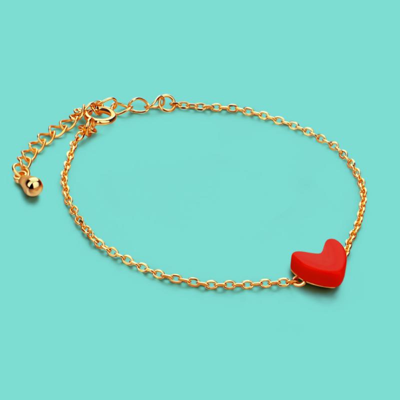 

Vintage women's silver / gold bracelet red heart zircon rolo chain 925 sterling silver bracelet jewelry women's Jewelry