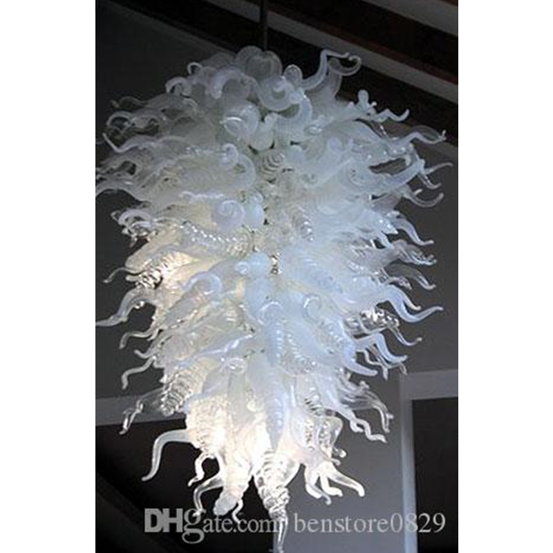 

Modern Art Lighting LED Light Source Villa Decor Chandeliers Home Decor LED Lamps Handmade Blown Glass Pretty White Chandeliers