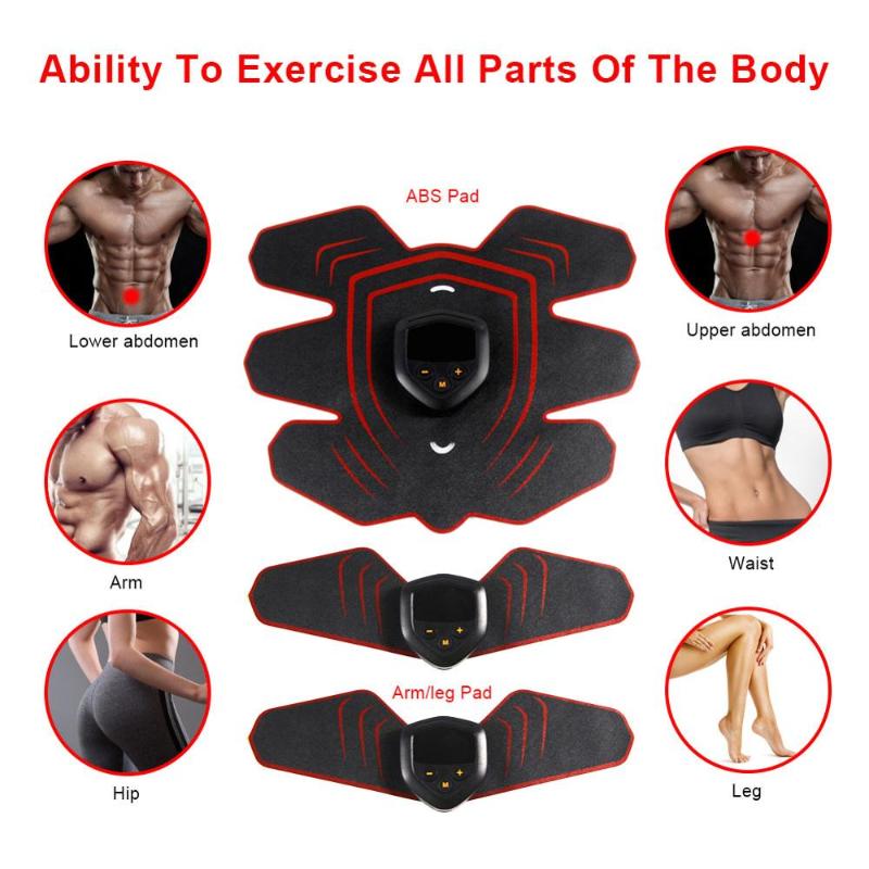 

EMS Muscle Electro Stimulator Abdominal Muscle Toner Abs Trainer with LCD Display USB Rechargeable Fitness Training Gear Ab Belt, Black