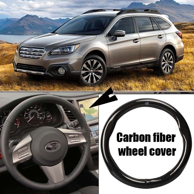 For Subaru Outback Carbon Fiber Leather Steering Wheel Cover Sport Racing Black-image-454740034