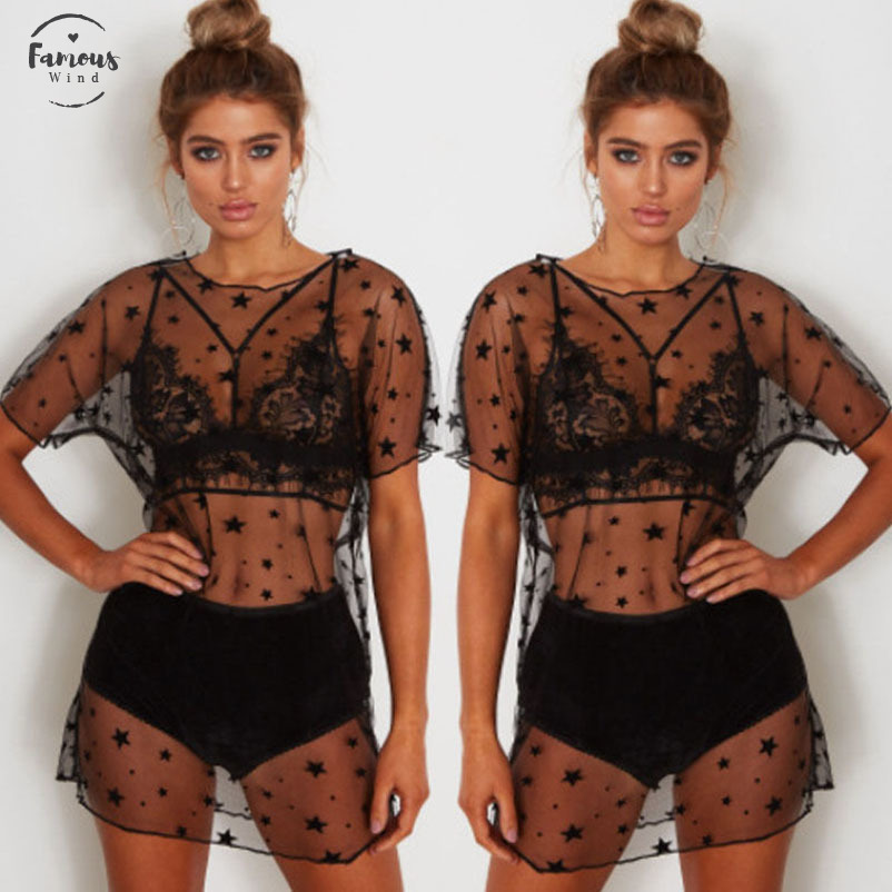 vestido de renda transparente curto