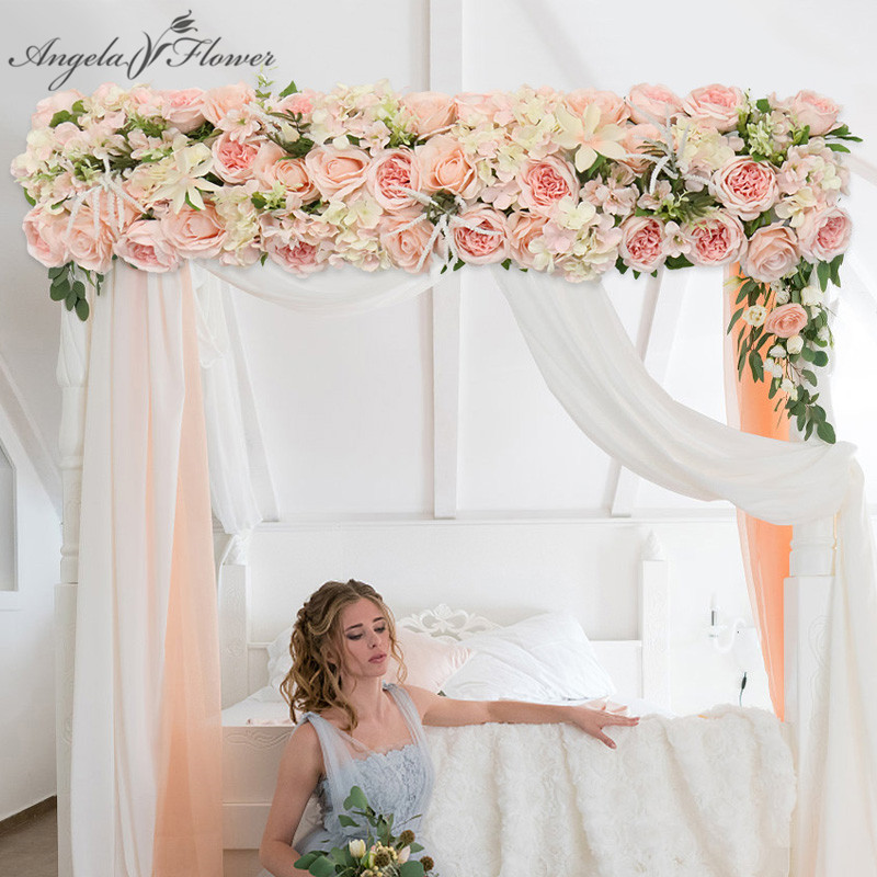 

New European HI-Q 50/110cm artificial flower row wedding arch backdrop decor party shop window display silk peonies rose plants, Blue
