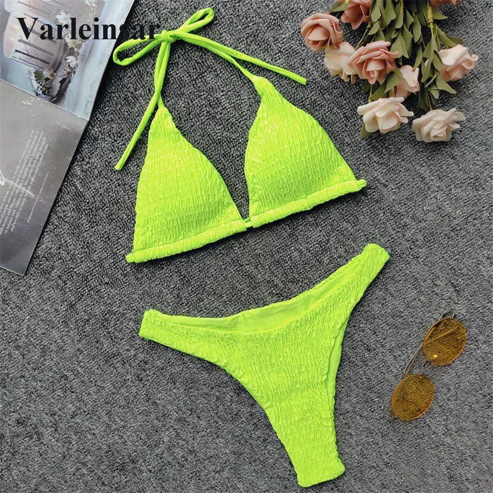 New Sexy Neon Green ridé Bikini 2019 Maillot de bain Femme Maillots de bain Femme Deux-pièces bikini ensemble Baigneuse de bain Maillot de bain L