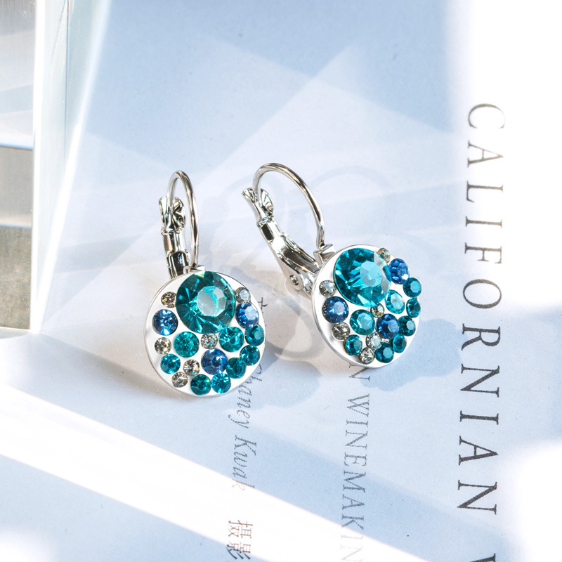 

Cubic Zircon Round Hoop Earrings Fashion Jewelry For Women Pink Blue Wedding Party Earrings, Golden;silver