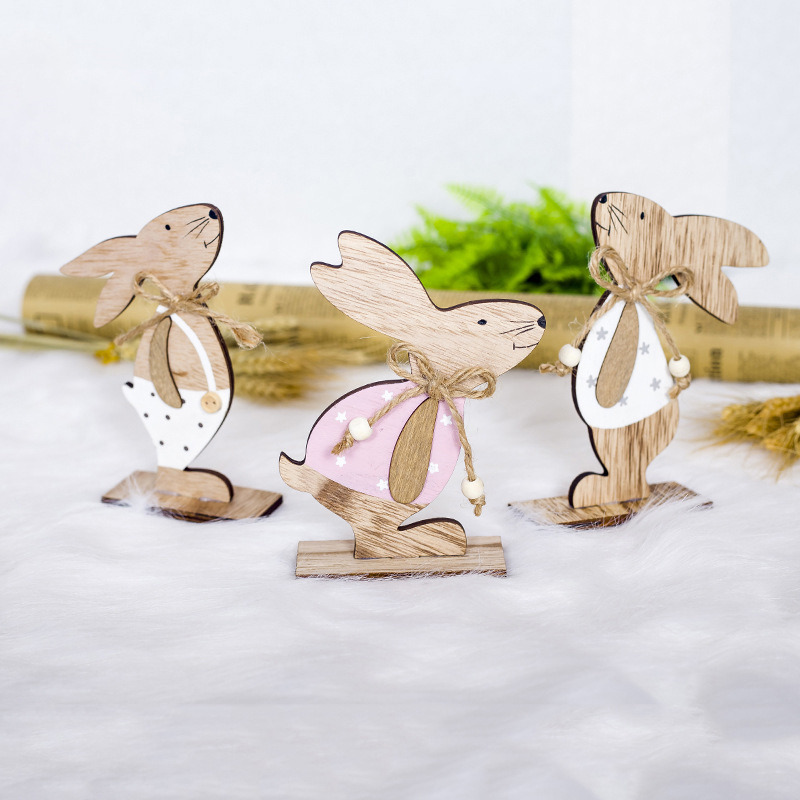 FIGURINE LAPIN BOIS DECORATION MAISON ENFANT CADEAU DESIGN PAQUES