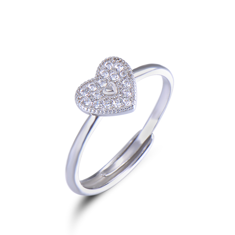 

Cluster Rings Wholesale Ring Sterling Silver Jewelry Heart Pattern Adjustable Size Wedding 925 Engagement With Box