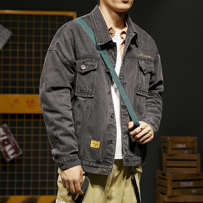 

Denim jacket male 2019 new mouth jacket male 2019 new pocket loose work, Blue