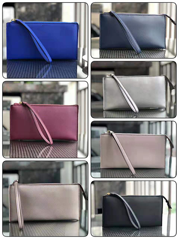 

10 colors brand designer wallets wristlets card holders women girls 3 layers, Dark pink