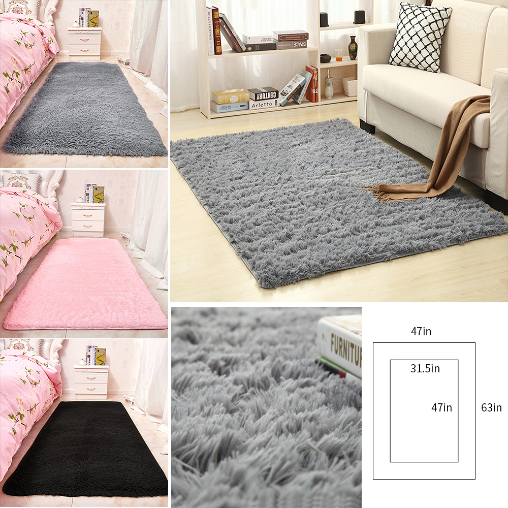 

80*120cm/120*160cm Floor Rug Decor Carpet Anti-Skid Shaggy Rug Home Bedroom Living Room Dining Room Kids Floor Door Mat, Gray 80x120cm