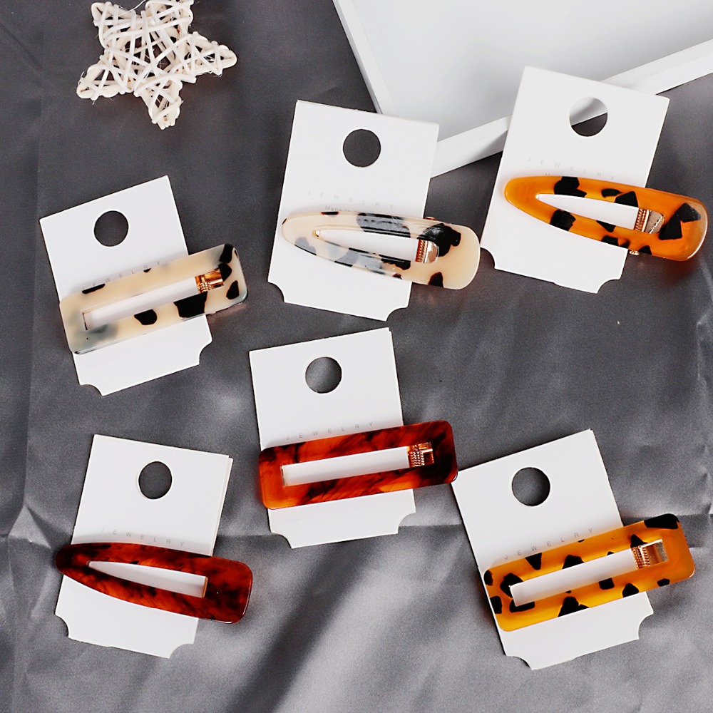 

Vintage Leopard Rectangle Drop Water Hair Clip Hollow Bright Color Barrette Hairpin Accessories Hair Clip Beauty Styling Tools