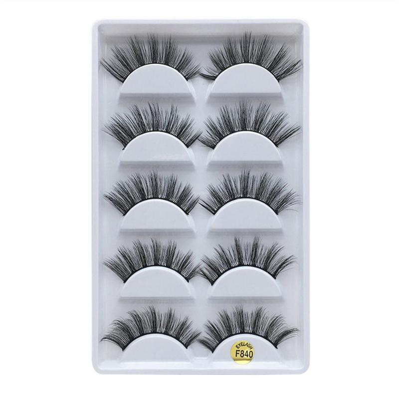 

5 Pairs Handmade 100% Real Mink 3D False Eyelashes Cross Thick Long Eye Lashes Eye Makeup Accessories Cosmetice Tool