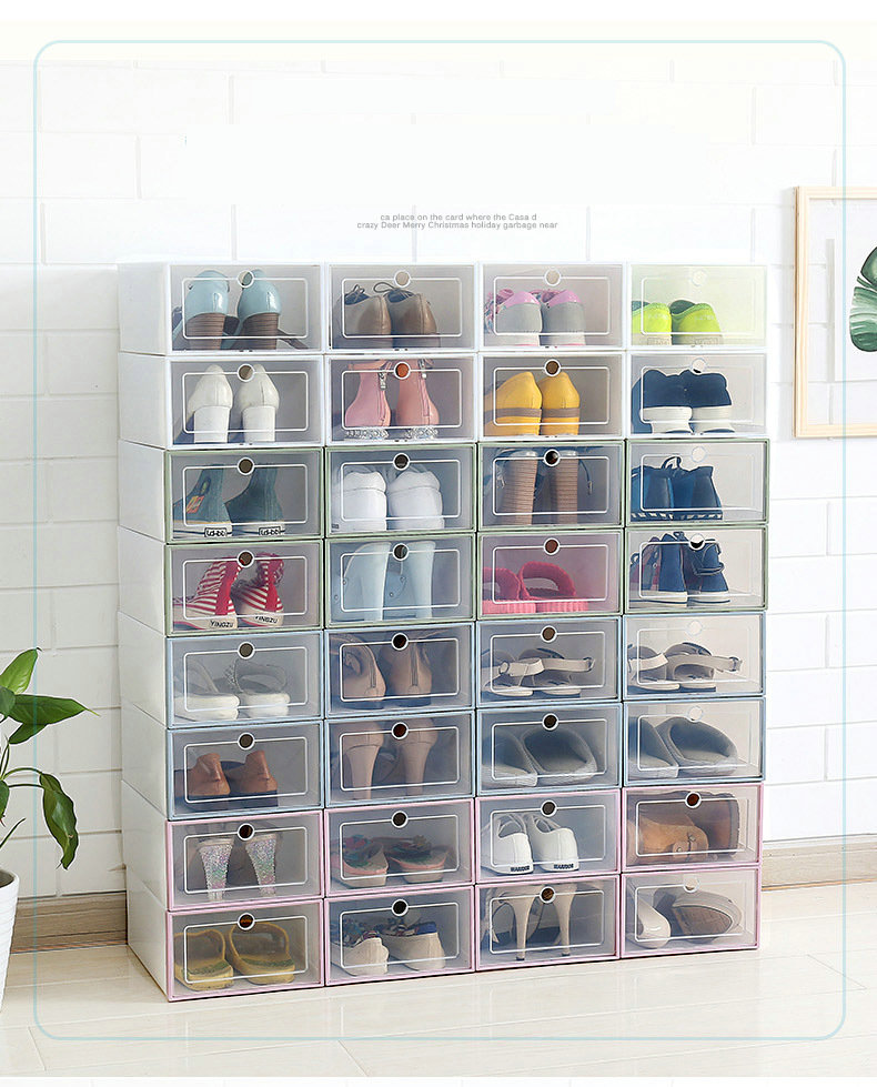 

3PCS/LOT Transparent Plastic Shoe Box Multifunction Plastic Storage Box For Home Organizer, Blue