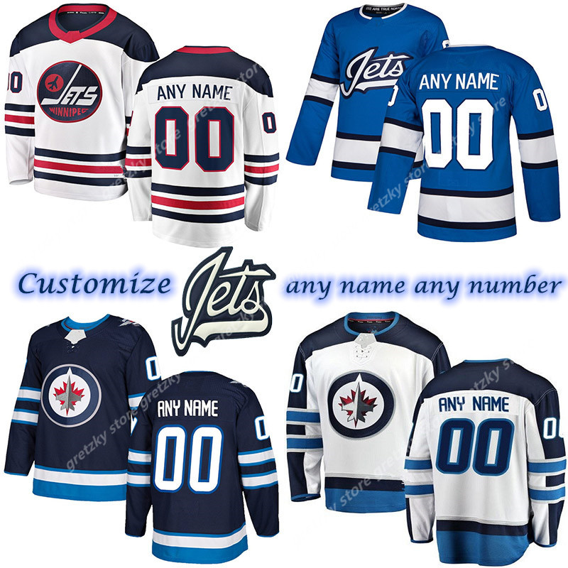 

custom Men' Kids Women' Winnipeg Jets jerseys 81 CONNOR 8 TROUBA 37 HELLEBUYCK 7 TKACHUK 13 TANEV any number any name hockey jersey, Dark blue women