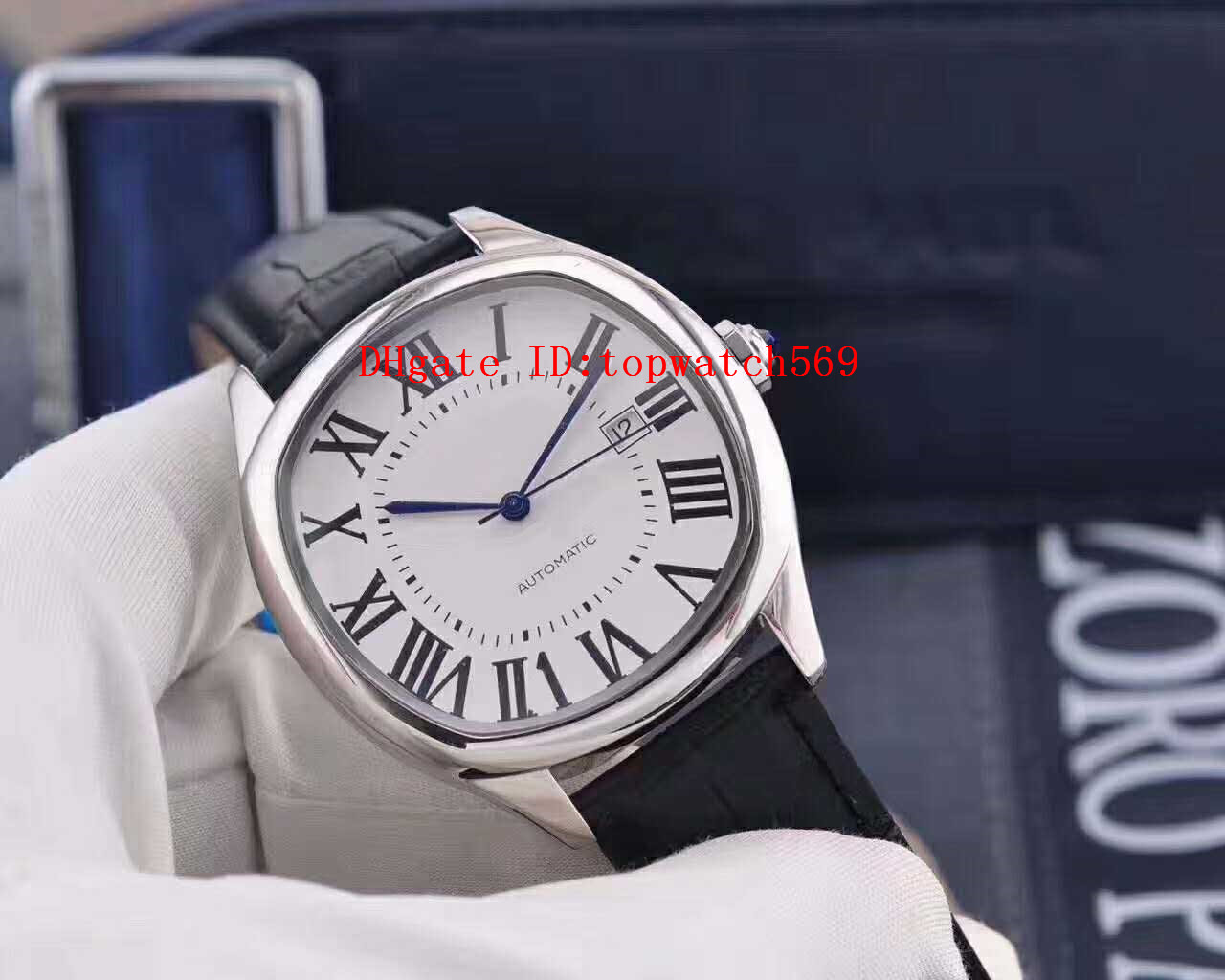

Top Drive De Watch Wristwatch Mens Watch Swiss 2824-2 Automatic 28800 vph 316L Steel Sapphire 100mm Water Resistant Italy Leather Strap, Slivery;brown