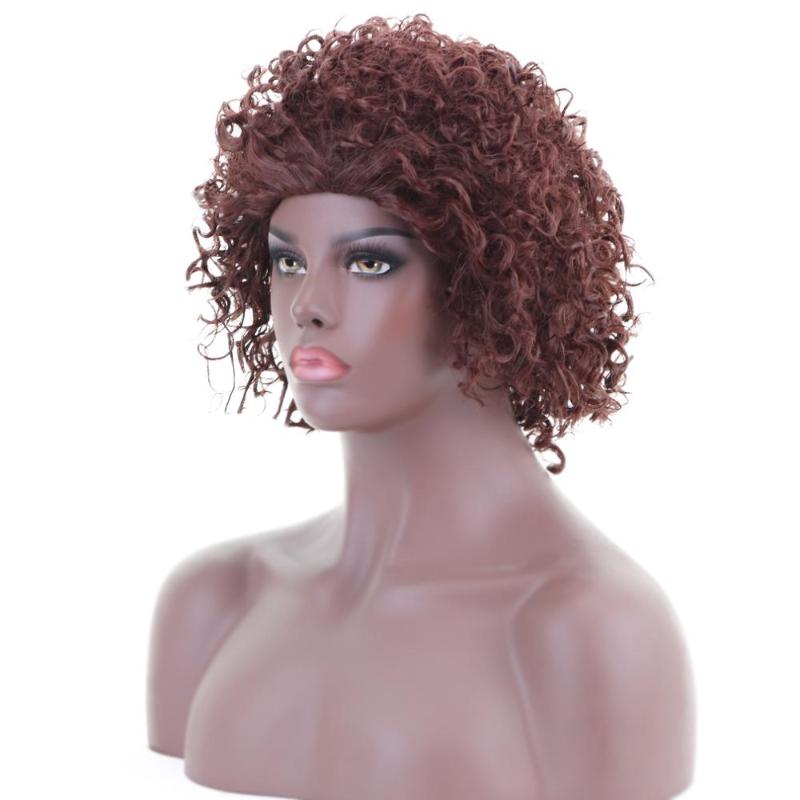 

Free Beauty 15'' Short Curly Auburn Brown Grey Wine Red Synthetic Wigs for Black Women Cosplay Party Costume Daily Make Up