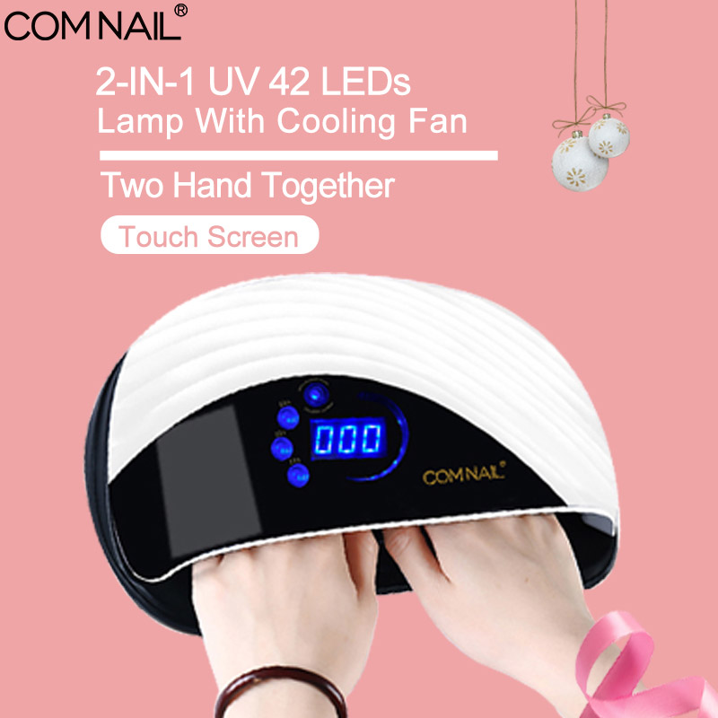 

LED UV Nail Lamp 42 LED Bead Nails Gels Polish Manicure Machine With Cooling Fan Nail Art Tool Touch Screen Two Hands Dryer, White led nail lamp