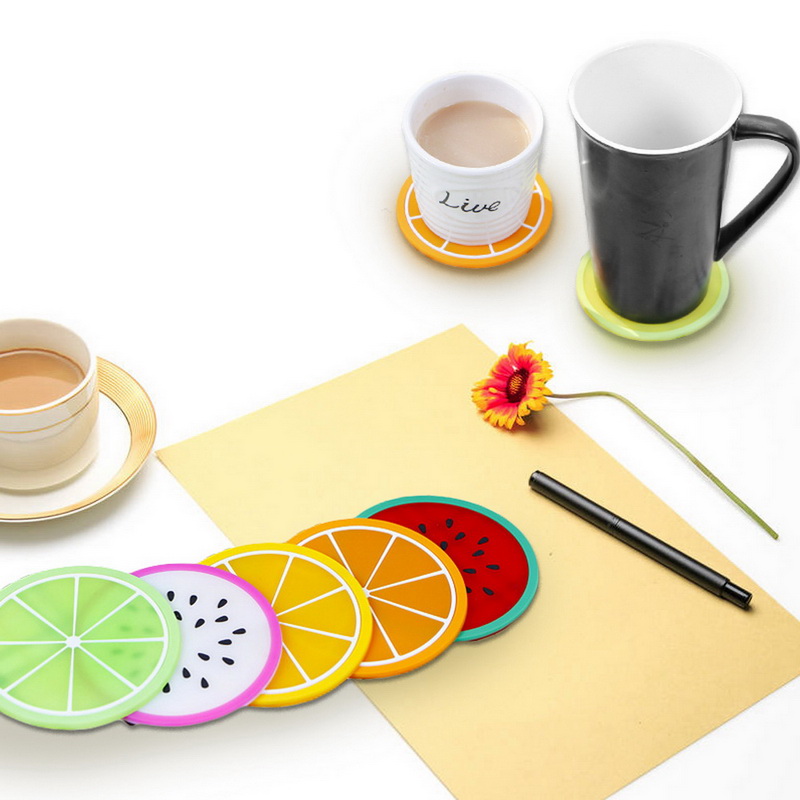 

Table Mats Drink Cartoon Fruits Cup Placemat for Drinks Coffee Mug Cup Coasters Heat-resistant Nonslip Pads 9*9cm 1pc