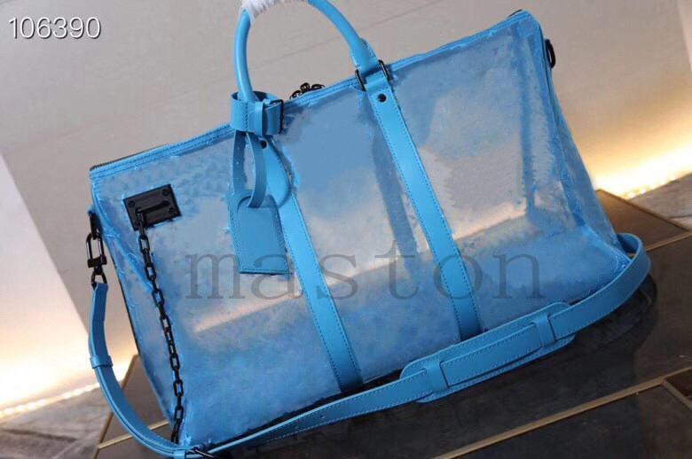 

4 colors brand mens keepall 50 55 designer sport tote bandouliere mesh fabric womens handbag men luggage travel bags newc539#, Black