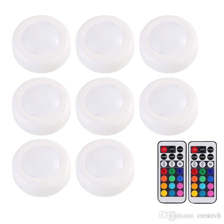 

Wireless LED Closet Lights RGB Color Changing Puck Light with Remote Control LED Night Light Under Cabinet Light CRESTECH