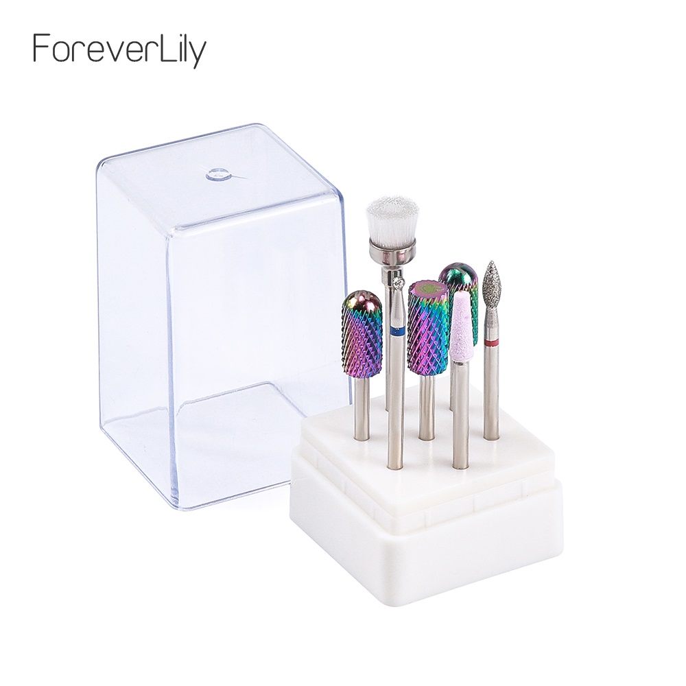 

Nail Drill Bits Set 7 Pcs Tungsten Carbide Acrylic Nail File Drill Bit Manicure Pedicure 3/32" with Bit Holder