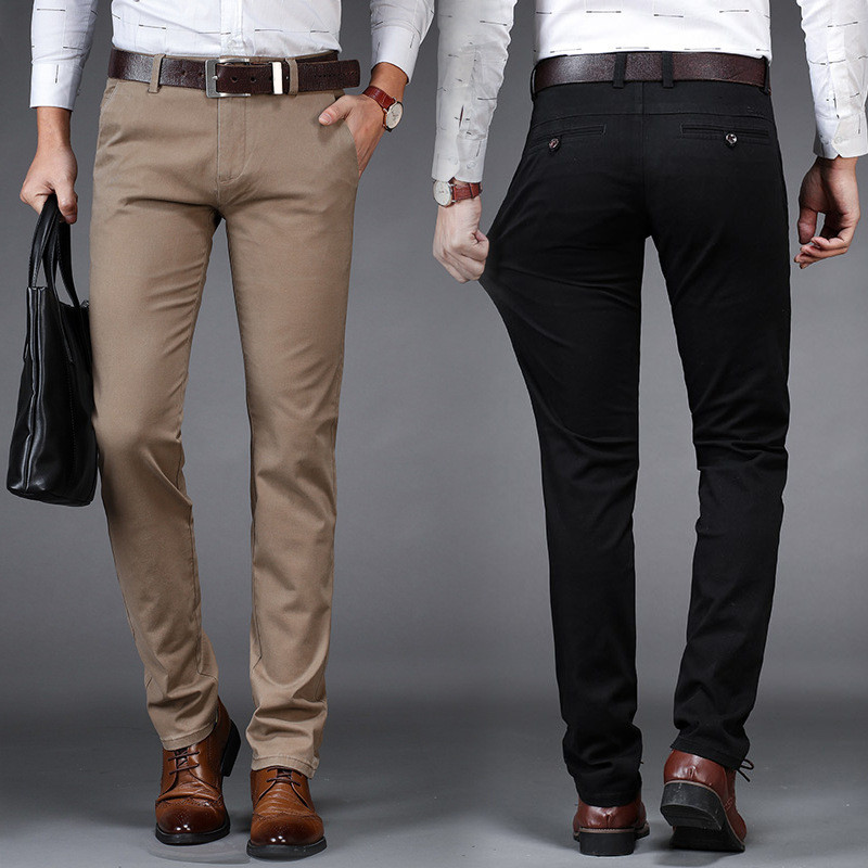 

MRMT 2019 Brand Spring / Summer Men's Trousers Cotton Bomb Straight Casual Pants for Male Youth Slim Casual Pants Trouser, Black