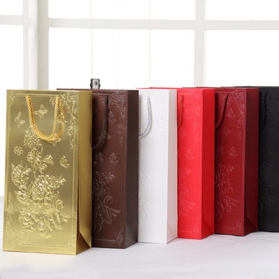 

2020 New High Quality Carved Red Wine Bottle Containers Paper Gift Bags Boxes Thicken Cardboard 35x17x9cm Wine Bottle Bags Decor