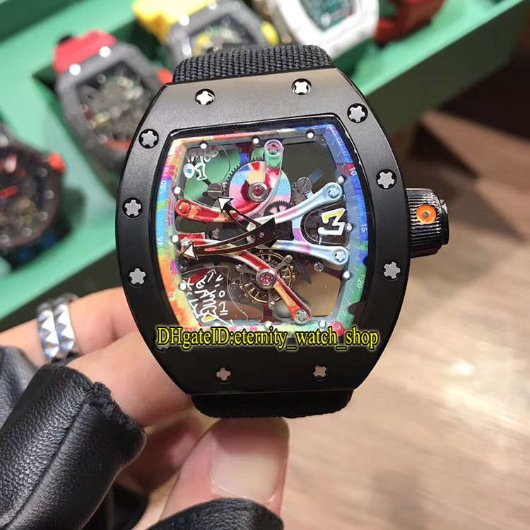 

Limited Edition RM 68-01 Cyril Kongo Graffiti Colour Skeleton Dial Miyota Automatic 2800 Vph RM68-01 Mens Watch Nylon Sport Designer Watches, Box