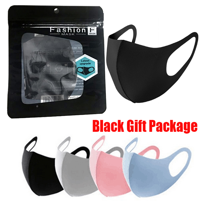 

Mouth Ice Washable Face Mask Individual Black Gift Package Anti Dust PM2.5 Respirator Dustproof Anti-bacterial Reusable Silk Bags