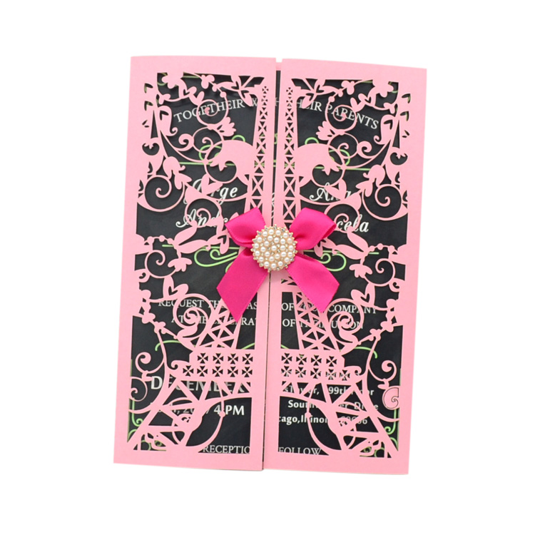 

Sweet 16 invitations laser cut eiffel tower wedding invitation card
