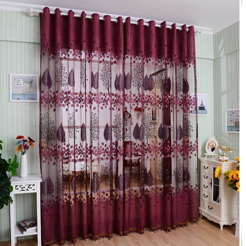 

1Piece Room Divider Voile Valance Drape Tulle Curtain Sheer Window Panel Curtain Door Window Screening Decoration, Purple