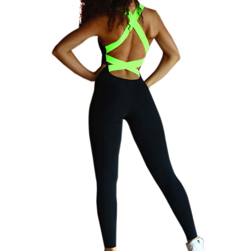 

Women' Fitness Gym Yoga Set Sport Yoga Training Jumpsuits Elastic Pants Fitness Campaign Leggings Green Rose Slim Pants
