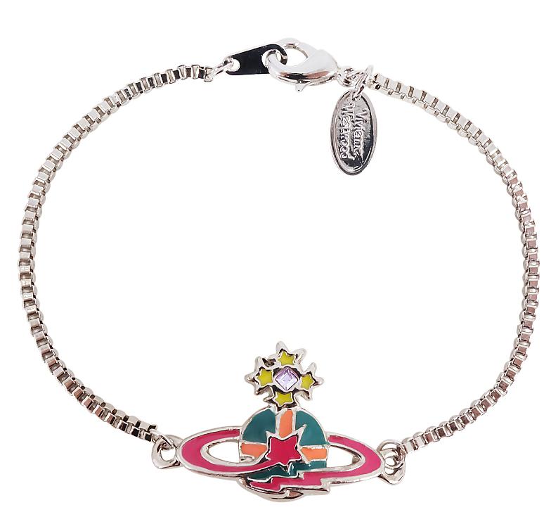 

Queen Mother of the West Vivian Vivienne Pink Paint Saturn Pearl Bracelet Punk Temperament, Black