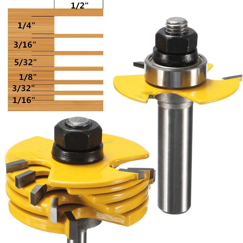 

2Pcs Slot Cutter 3 Wing Router Bit 1/2 &1/4 inch Shank Adjustable Woodworking Tool