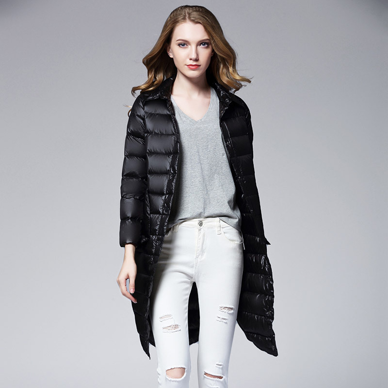 

women red/pink/khaki/black/green Shirt collar long Autumn winter Down jacket high quailty parkas warm outwear coats and jackets, Color same as pictur