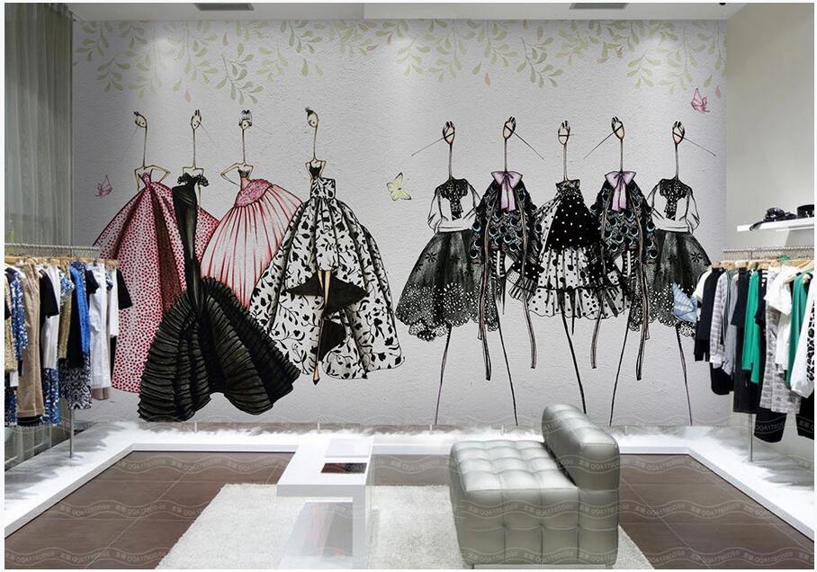 

custom photo 3d wallpaper Abstract vintage hand drawn beauty clothing store tooling home decor living room wallpaper for walls 3 d, Non-woven fabric