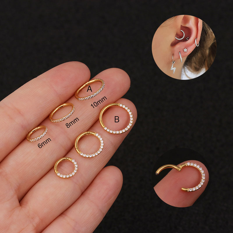 

Other Sellsets 1PC 16g Stainless Steel Cz Hoop Hinged Segment Clicker Ring Nose Septum Jewelry Helix Cartilage Daith Piercing Earring