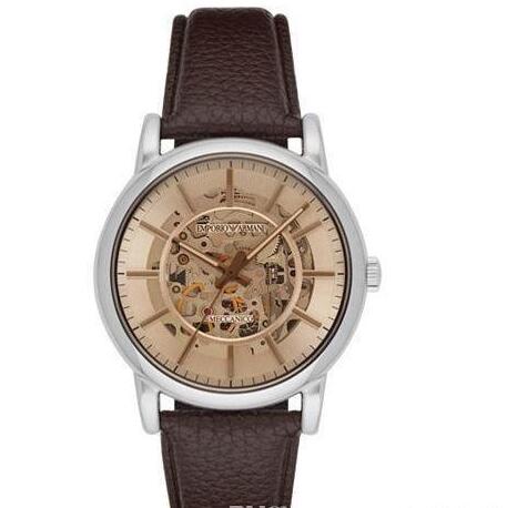 

mechanical watch, AR1982 1982 silver stainless steel leather strap men's watch+ original box, Black