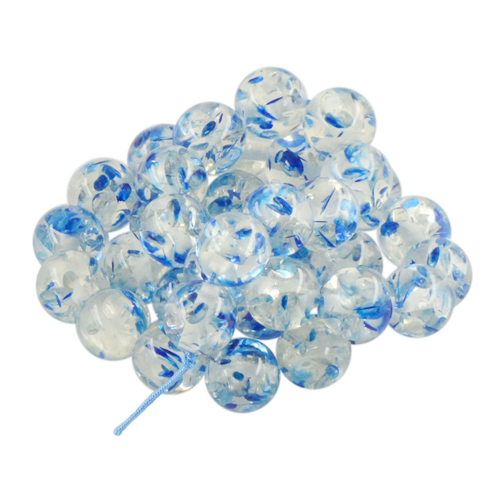 

35x Artificial Amber Loose Beads Round Beads Charms Jewelry Spacer Beads, Silver