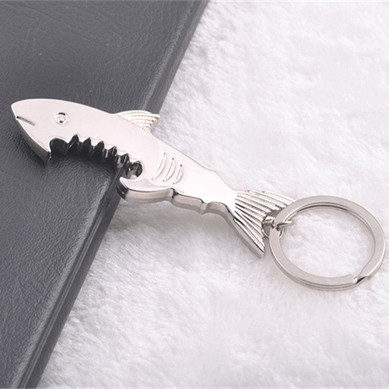 

Bottle Opener Alloy Keychain And Opener Creative Fish Keychain 1 pcs 2 in 1 Shark Shape Beer Opener Keyring Can Openers Y085