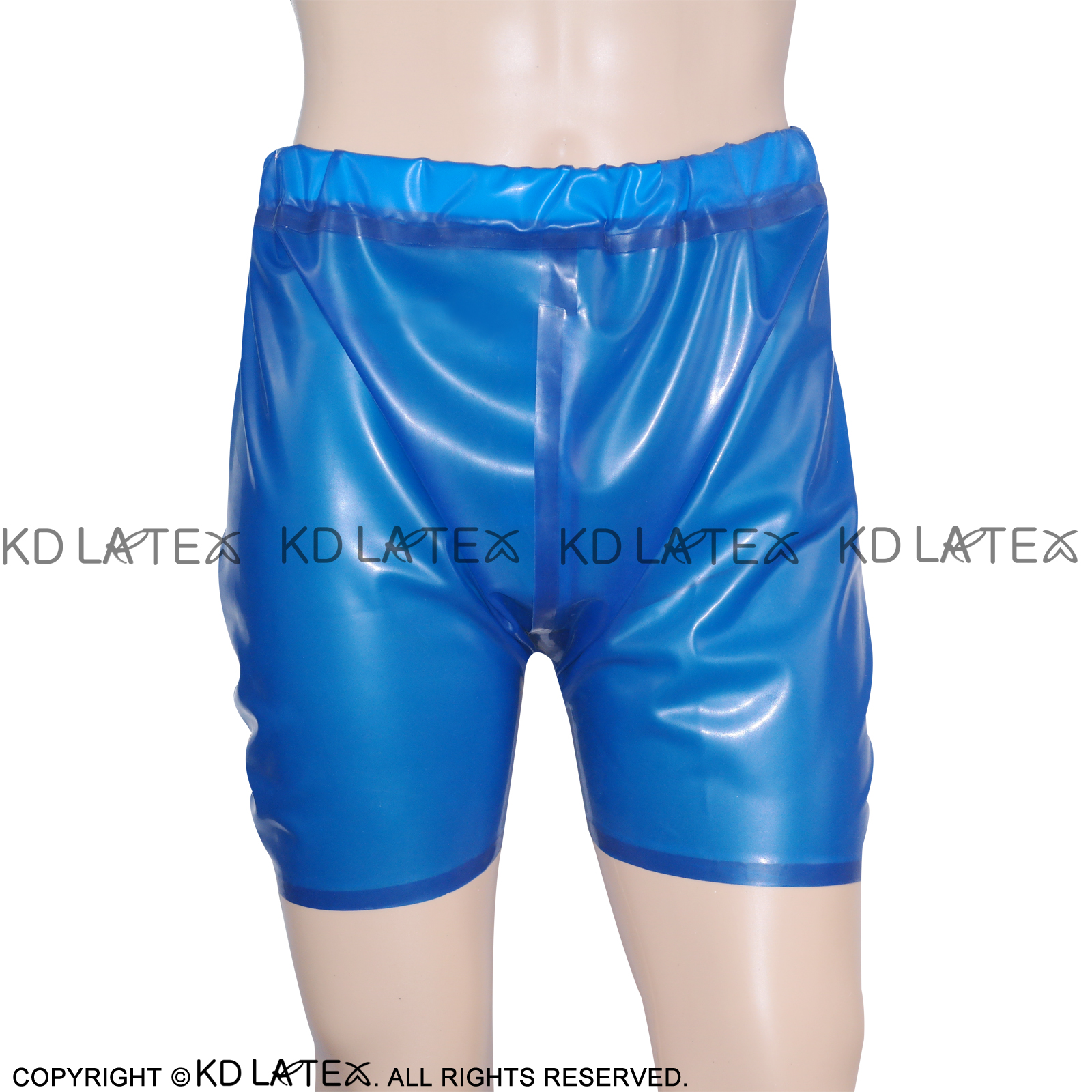 Transparent Blue Sexy Latex Boxer Shorts With Open Hole Rubber Underpants Boyshorts Bottoms Underwear Pants 0023