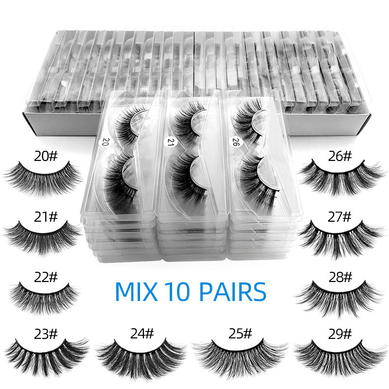 En gros 3d vison faux cils 20 ~ 29 # faux cils naturel longue extension de cils de maquillage en vrac bateau libre
