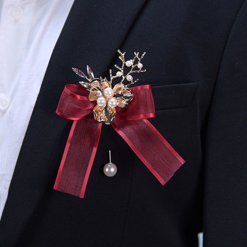 

Hot sale wedding supplies bride and groom corsage brooch Halloween gifts Christmas gift party evening brooches