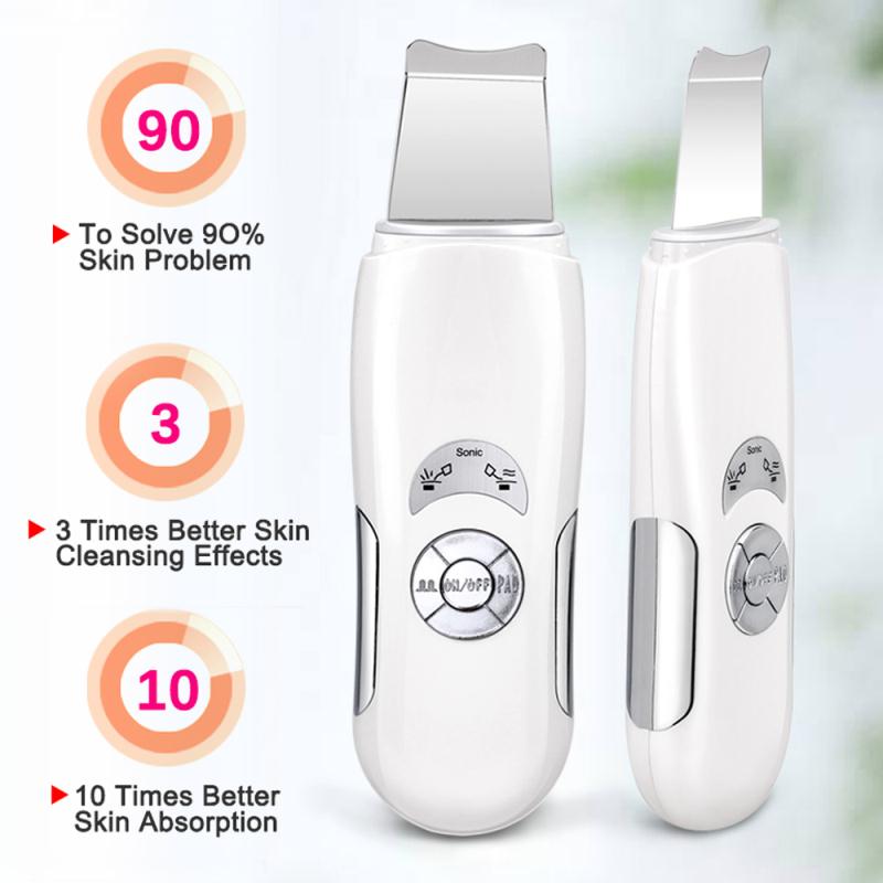 

Ultrasonic Deep Face Cleaning Skin Scrubber Remove Dirt Blackhead Reduce Wrinkles and Spot Facial Whitening Lifting Peeling Tool
