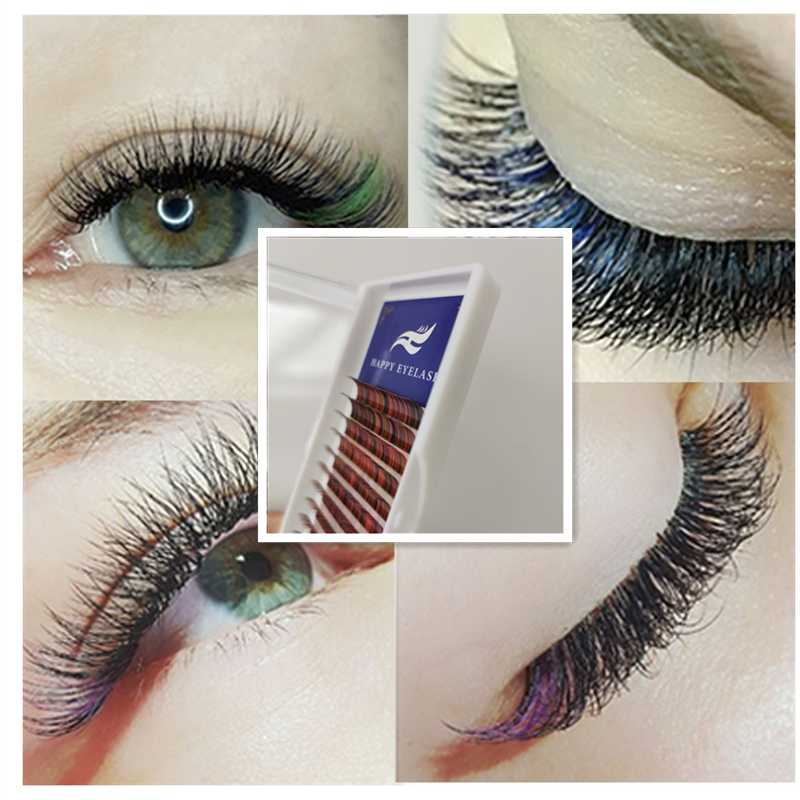 

Rainbow Color Mink Eyelash Extension Individual Grafting Natural Soft False Faux Eye lashes Makeup Colorful Cilia