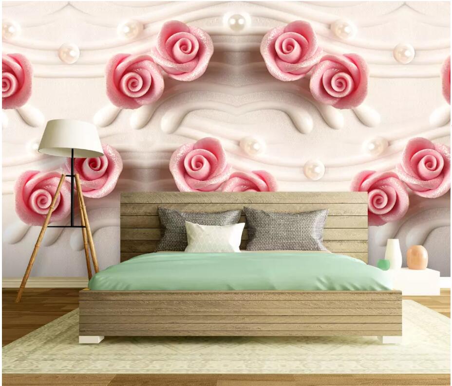 

WDBH custom photo 3d wallpaper High-end 3D stereo rose flower tv background living room home decor 3d wall murals wallpaper for walls 3 d, Non-woven wallpaper